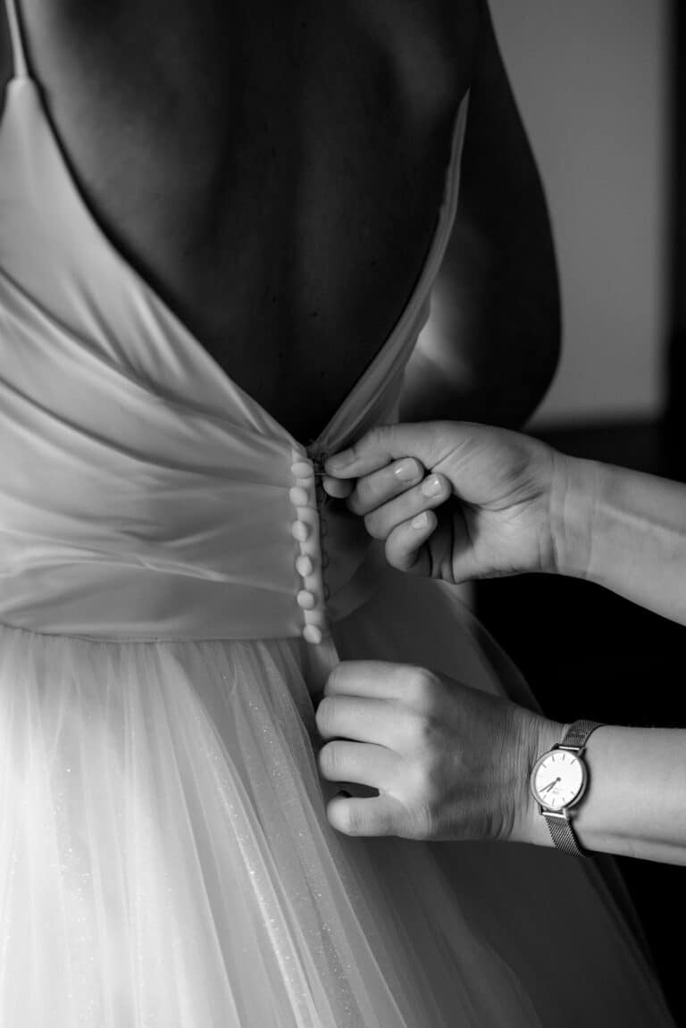 Brautkleid anziehen Teilplanung